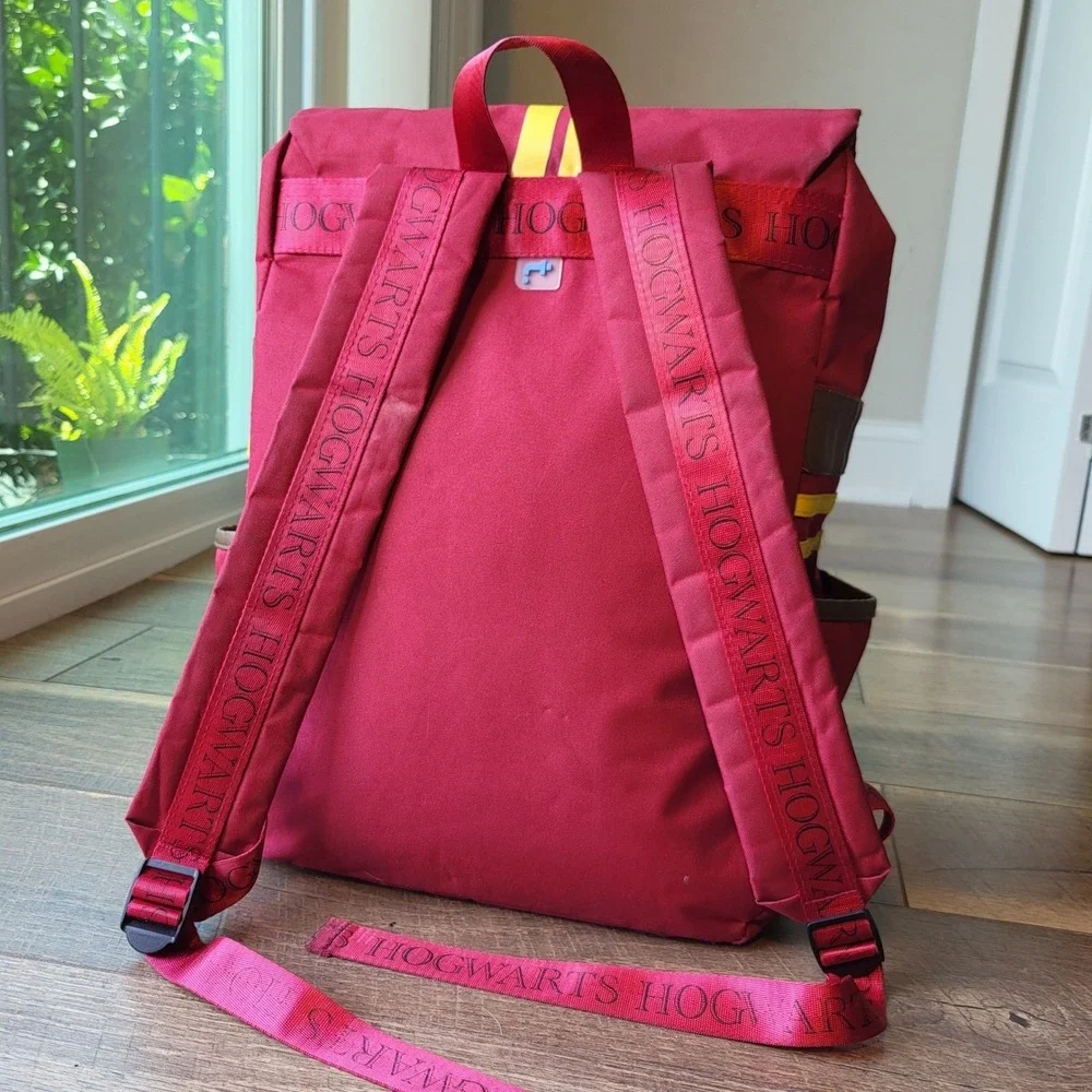 Harry Potter Gryffindor Quidditch Maroon Canvas Backpack Hogwarts Branded Straps